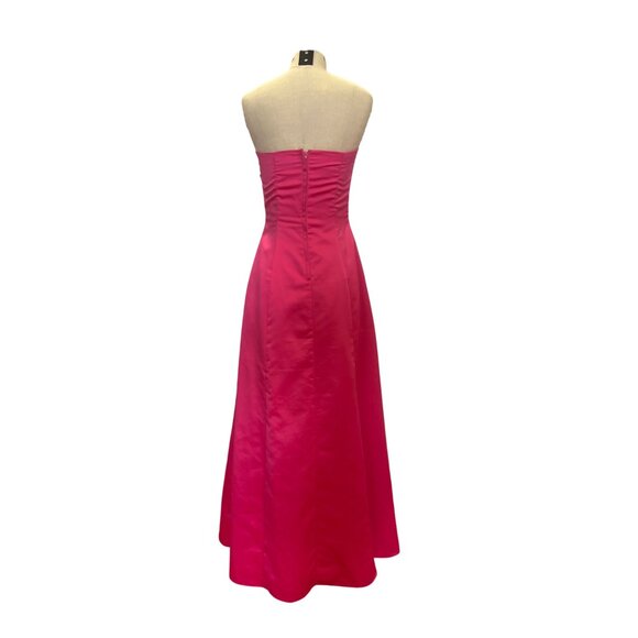 Urban Girl Nites Strapless Pink Satin A-Line Gown With Ruched Bodice Side Drape - Picture 6 of 11